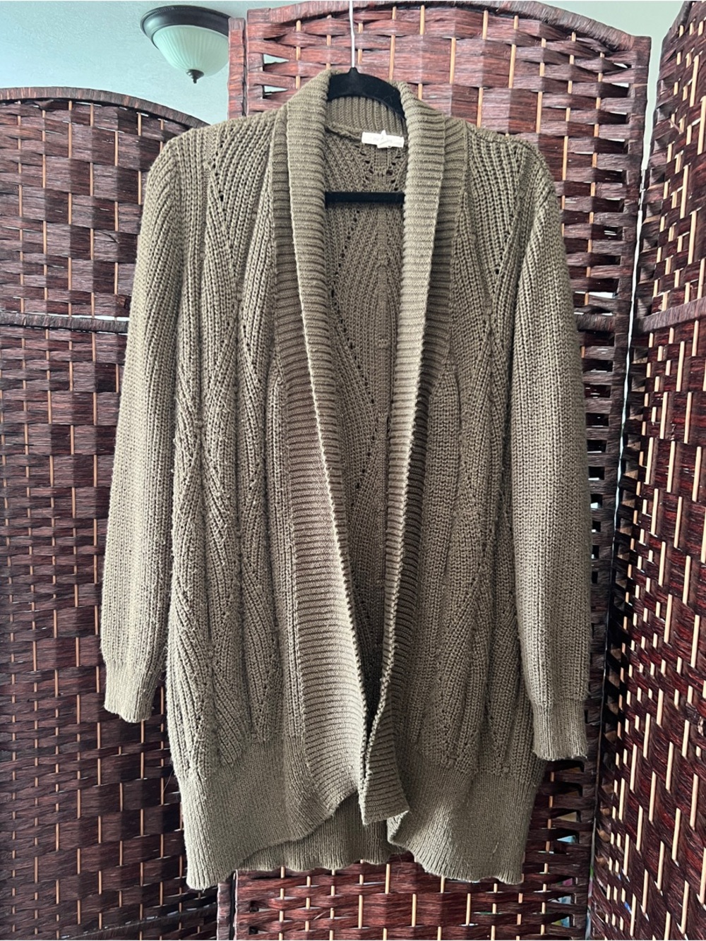 Maurices Olive Knit Open-Front Cardigan